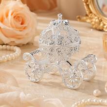 Crystal Pumpkin Carriage Jewelry Storage Organizer Box - Rhinestone Princess Carriage Shaped Jewelry Storage Box, Hand-Painted Jewelry Storage Display Box, Women's Collectible Decorative Ornament - Pumpkin Carriage - View 5