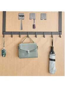 1 pieza/2 piezas Estante colgante para puerta sin taladro, Perchero de pared, Toallero de baño, Perchero para ropa de puerta, Perchero para llaves de entrada. Adecuado para cocina, ganchos colgantes de puerta de baño, almacenamiento, decoración de habitación, decoración del hogar, accesorios de cocina - Multicolor - Ver 6