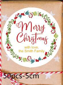 10/20/50/100pcs Customized Round Christmas Stickers, Customizable Letter Text Stickers, Elegant Holiday Gift Packaging Labels, Suitable For Holiday Party Gift Labels, Holiday Gift Packaging Stickers, Wedding Souvenir Labels Stickers, Cookie Packaging Bag Stickers, Holiday Calendars - Multicolor - View 18