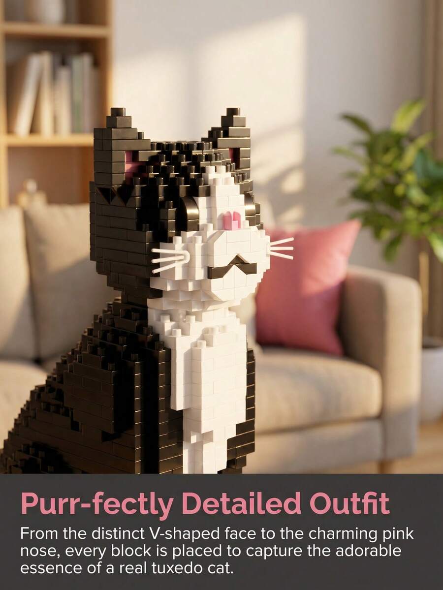 Luxury Modular Adult Building Blocks, Cat-Themed Miniature Assembly Model, Exclusive Leisure Game Toy For 18+ Adults, Core Focus On Stress Relief And Anxiety Reduction, Effectively Relieving Psychological Pressure And Irritability, Immersive DIY Assembly Gameplay For Healing And Stress Relief, Comfortable And Satisfying Overall Experience, Comes With A Full Set Of Exquisite Decorative Stickers For Free Customization - Multiple Colors - View 1