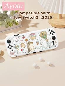 Ayotu بطانية حماية بنمط كعكة القطة والكرز والزنبق، متوافق مع Switch، متوافق مع New Switch2 (2025)/Switch NS/Switch OLED، يمكن تركيبه في القاعدة دون إزالة بطانية الحماية، بطانية حماية عالمي لوحدة التحكم بالألعاب، إكسسوارات ألعاب Switch، مضاد للسقوط، مضاد للانزلاق، مضاد للخدش، أنيق وجميل، مناسب للخريف/عيد الميلاد/العودة إلى المدرسة/الشتاء والمناسبات الأخرى. - مشاهدة 2