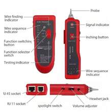 Probador de Cables de Red RJ11 RJ45 y Buscador de Cables Portátil Identificación rápida y precisa de fallas. Diseño ergonómico y compacto para redes, telefonía y mantenimiento. - A - Ver 3