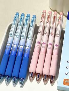 8/4/1pc Cloud Gradient Soft Rubber Grip Erasable Retractable Gel Pens, Blue & Pink Macaron Color, Black Ink, 0.5mm, Suitable For Elementary Students Homework And Error Correction, Back To School Stationery Small Gift, Classroom Reward Gift - Multicolor - View 1