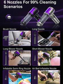 Blow And Suction All-In-One Cordless Handheld Vacuum Cleaner, Small Computer Cleaning, 17000Pa Car Vacuum Cleaner, Suitable For Home, Office, Pet Hair Cleaning Travel, Multiple Accessories - Multicolor - View 11