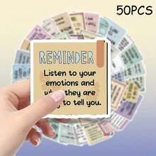 50pcs Positive Inspirational Quote Stickers Vinyl Material Suitable For Phone Cases, Laptops, Water Bottles, Notebooks Etc., Waterproof Decorative Stickers - Birthday Gifts, Easter Gifts, Christmas Gifts, Valentine's Day Gifts, Perfect Gift Choice - Multicolor - View 5