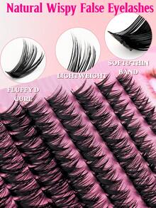 Fengxiu Eyelash 280 Clusters 60D Natural Dense Style False Eyelashes, 3D Russian Curl Mixed Lengths, Reusable, Home DIY, D-Curl, Length 10-16mm, Thickness 0.05mm, Suitable For Beginners, Multiple Styles, Multiple Packaging, Single Cluster Lash Extension, Natural, Anime, Ultra-Dense Makeup Style, Halloween, Christmas Essential - D - View 8