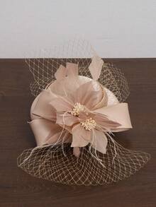 Elegant Women's Mini Fascinator Hat British Style Vintage Lady Headpiece Suitable For Party Cocktail Decoration Headwear Hat Suitable For Wedding Dress Photography Tea Party Outfit Headpiece Headwear Hat Mesh Veil Fascinator Hat - A - View 2