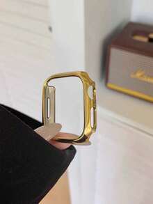 Huastonband Funda protectora compatible de material PC duro con marco hueco chapado en oro para reloj, marco protector adecuado para reloj Ultra 3 2 1 S10 SE S9/S8/S7/S6/S5/S4/S3/S2/S1 Series, para hombres y mujeres, protector de reloj 38MM/40MM/41mm42MM/44MM/45MM/46MM/49mm, funda protectora de reloj inteligente, regalo del Día del Maestro, regalo de graduación, - oro - Ver 2