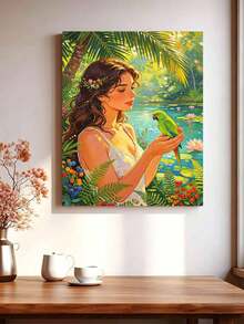 1 Set Woman And Parrot DIY Digital Oil Painting Kit, Artistic Oil Painting Set, Suitable For Adult Beginners, Bedroom Decor And Art Wall Decoration, Holiday Gifts. - Sets - View 3