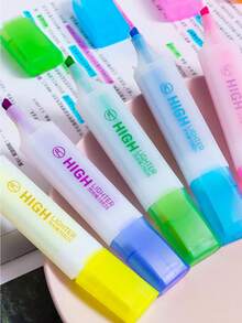 6pcs Visible Ink Fluorescent Marker Set, Chisel Tip Highlighter, Water-Based Non-Bleed Marker, School & Office Marking Stationery - Sets - View 8