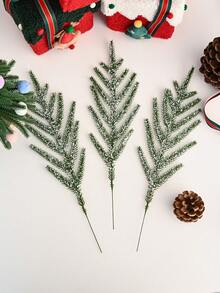 5Pieces Artificial Pine Picks Christmas Green Stems DIY Green Pine Needle Garland, Christmas Floral Picks Tree Filler Home Decor, Vase Decoration - Green-snowfall - View 4