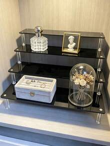 New Desktop Black Display Stand Model Rack Tiered Blind Box Multi-Layer Trapezoid Shelf Figure Storage Box - Black - View 3