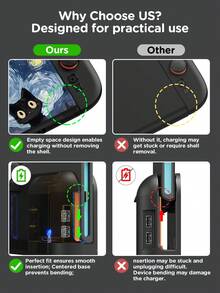 Ayotu Oil Painting Black Cat & Starry Sky Pattern Protective Case, Compatible With Switch, Compatible With New Switch 2 (2025)/Switch NS/Switch OLED, Can Be Installed On Dock Without Removing Protective Case, Universal Game Controller Protective Cover, Switch Game Accessories, Anti-Drop, Anti-Slip, Anti-Scratch, Fashionable And Beautiful, Suitable For Autumn/Christmas/Back To School/Winter And Other Occasions. - View 4