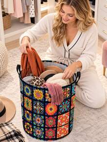 Dirty Clothes Storage Basket, Gift Storage, Suitable For Sofas, Toys, Bohemian Style, Suitable For Sofas, Toys, Living Room, Bathroom, Bedroom And Other Places, Storage Basket, Clips - Multicolor - View 5