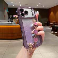 Order & Follow Store To Get Free Lanyard Wave Edge Electroplated Gradient Glitter Phone Case ++ Hand Strap Phone Case / Compatible With Apple 18 Pro Max 18 Pro 18 / 17 Pro Max / 16 Pro Max / 15 Pro Max / 14 Pro Max / 13 Pro Max / 12 Pro Max / 11 Pro Max / XS Max / 7 / 8 Plus / Compatible With Samsung S26 / 25 / 24 / 23 / 22 / 21 / U / Compatible With Xiaomi / Compatible With Honor / Compatible With Huawei - Purple - View 3