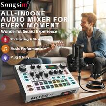 Set Kartu Suara Songsim-X7 Full Metal & Mikrofon Kondensor AT2020, Mendukung Transmisi OTG Tanpa Rugi, Penyesuaian EQ, Kontrol Trek, Penyesuaian Reverb, Pengiring Bluetooth, Kartu Suara Digital Multifungsi, Mikrofon Pengambilan Vokal Fidelitas Tinggi, Perekaman dan Output Audio Berkualitas Tinggi/Cocok untuk Komputer/Ponsel, Ideal untuk Streaming Langsung, Perekaman, Bermain Game, Bernyanyi, Instrumen, Studio - MultiWarna - View 4
