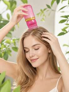 CTZIHGAO Applicator Comb Hair Care Shampoo Bottle, Convenient And Quick Application, Precise Scalp Massage, Designed For Hair Essence, Professional Hair Care Set, Includes Root Comb, Oil Applicator, Dyeing Shampoo Bottle And Soft Scalp Massage Comb, Essential Home Root Comb Applicator And Brush, Ideal For Back To School Season - Pink - View 2