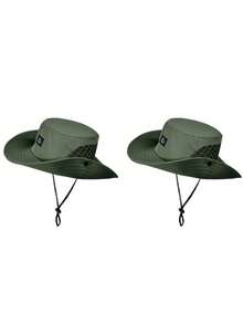 JOYLORD Topi Bucket Pria untuk Memancing Outdoor Warna Polos Cepat Kering dan Bernapas dengan Perlindungan Matahari Gaya Koboi Barat Topi Matahari Dua Fungsi - A - View 14