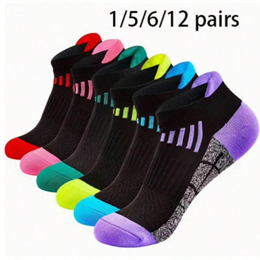 1/5/6/12 Pairs Unisex Cycling Running Socks Short Socks Outdoor Training Fitness Jump Rope Compression Socks - Multicolor - View 1