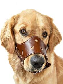 1PC Dog Muzzle, Soft Leather Pet Mouth Cover, Anti Biting, Anti Barking And Anti Eating, Adjustable Breathable Dog Muzzle For Small Medium Large Dogs, Teddy Golden Retriever, Ideal For Daily Walking, Training, Vet Visit And Outdoor Use - Brown - View 12