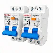 DZ47LE-63 RCBO 2P 剩餘電流斷路器 30mA 230V C16/C20/C32 過載短路漏電保護 微型斷路器 CE 認證 - 藍色 - 查看 12