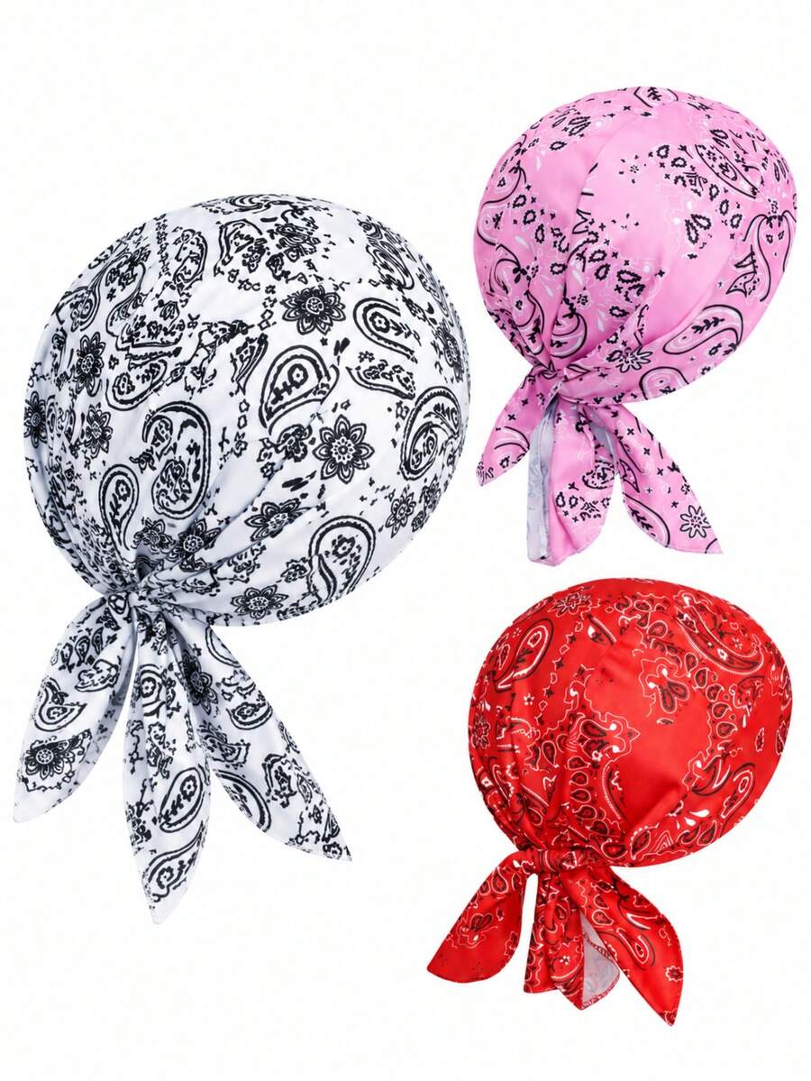 Paisley Printed Pre-Tied Bandana Turban, Soft Silky Head Wrap For Skincare & Home Daily Wear, Holiday Birthday Gift For Women - Multicolor - View 1