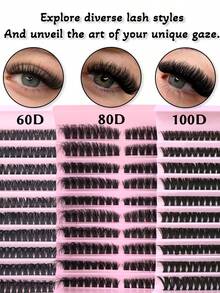 9 Styles DIY Lash Cluster Kit, 3 Set Options With C & D Curl Individual Lashes, Natural Wispy False Eyelash Extensions, Soft Fluffy Lightweight Lash Segments For Easy Application, Everyday Makeup, Beauty Looks And Gift - View 7