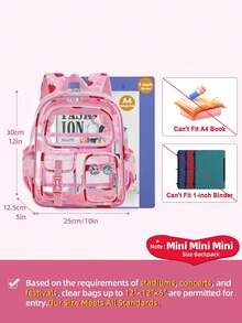 Mini Transparent Backpack 12x6x12 Stadium Approved Women's Girls Clear Small Daily Bag For Concerts Sports Events Travel Work Holidays - Multicolor - View 10