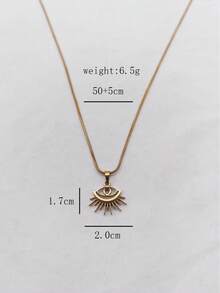 1pc Gothic Stainless Steel Gold Plated Evil Eye Necklace Unisex Daily Wear Holiday Wear Holiday Gift Niche Luxury - Yellow Gold - View 11