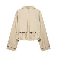 DEEKA Autumn New Women's European & American Style Fashion Minimalist Versatile Puffy Short Jacket - Khaki - View 4