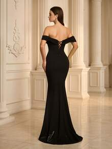 VIPGIRL Elegant Women Black Sleeveless V-Neck Mesh Sequin Slit Long Evening Gown, Suitable For Proms And Formal Events - Black - View 2