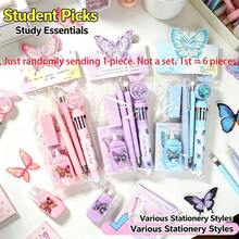 1pc Random Style & Color, Student Ins-Style Stationery Gift Box Set, Multiple Colors Available, Suitable For Student & Office Use, Teen Girl Gift, Back To School/Halloween/Christmas Essential, Randomly Sent 1pc, Not A Set, 1ste=6pcs - Multiple Styles - View 2