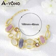 European & American Minimalist Enamel Bracelet, Baroque Gold Texture Blue Crystal Bracelet For Women, Suitable For Daily And Holiday Wear - Bracelet - View 7