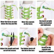 2 Pairs Elastic No-Tie Shoelaces, Colorful Capsule Lock Sports Shoelaces, Easy Daily Replacement, Suitable For Sneakers And Skate Shoes - 2 Pairs Light Blue + 4 Light Blue Capsule Buckles - View 9