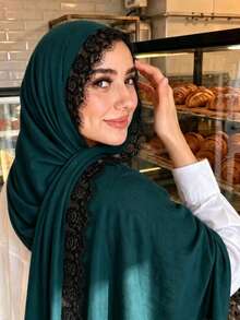 1pc New Silk Cotton Lace Scarf, Women's Muslim Hijab, Daily Soft Breathable Long Scarf, Elegant Headscarf, Versatile Elastic Shawl - Multicolor - View 28