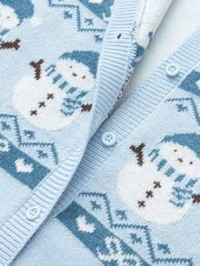 Girls Sweet Knit Sweater Soft Pullover Jumper Versatile Casual Top For Tween Girl Winter Daily Outfit - Blue and White - View 7