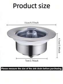 1/2pcs 3-In-1 Kitchen Sink Strainer And Plug Set, Durable ABS Material, Anti-Odor & Anti-Clogging, Effectively Traps Food Debris, Prevents Drain Pipe Clogging, Push-Button Pop-Up Design, Easy Operation - One Size Fits All - View 4