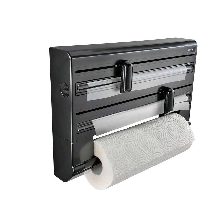 Leifheit Wall Mounted Roll Holder Parat Black for 3 Rolls | Aluminium- - A - Übersicht 1