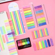 6 Sets Style 1 Set Ultra Thin Index Tabs Labels PET Material Semi-Transparent Plastic Waterproof Sticky Notes Color Series Marker Stickers Student Textbook Record Tabs With Ruler Reading Book Memo Stickers School Supplies Office Document Tabs - one-size - View 2