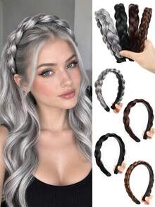 Women's Braided Hairband,Anti-Slip Tooth Design, Fashionable Hair Accessory, Suitable For Everyday Wear, Parties And Wedding Hairstyles. - Multicolor - View 2