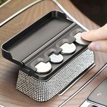 Caja de almacenamiento de monedas con cristales para coche, caja de dinero, organizador creativo de monedas sueltas, accesorio para el interior del coche - A - Ver 1