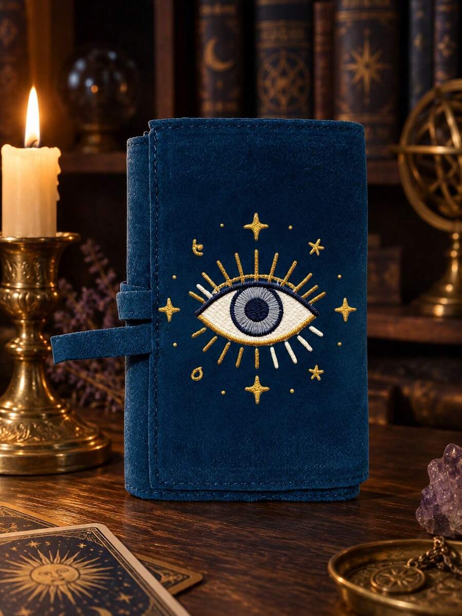 Devil's Eye Velvet Tarot Card Storage Bag, Dual-Color Blue & Purple Drawstring Closure, Soft Fabric Protective Cover, Portable Card Pouch, Suitable For Storing Tarot Cards And Small Items, Tarot Card Bag, Applicable For Tarot Cards, Divination Cards, Card Games And Small Items Storage, Perfect Gift For Holidays, Birthdays, Parties, Valentine's Day, Back To School, Teacher's Day, Halloween, Christmas,Travel Essential,Room Decor - Multicolor - View 1