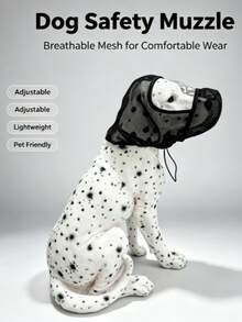 Breathable Mesh Dog Protective Hood, Soft Pet Face Cover. Adjustable, Protects From Mosquitoes When Walking, Reduces Chewing And Accidental Ingestion, Comfy Pet Accessory. - Black - View 4