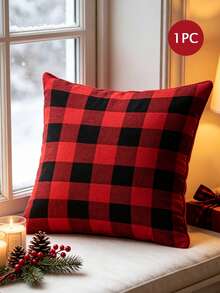 1pc Polyester Christmas Decorative Pillow Case (Pillow Insert Not Included), Christmas Bedding Gift, Machine Washable - Multicolor - View 4