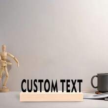 1pc Personalized Name & Address Iron Desktop Ornament With Wooden Base, Customizable Text Content Metal Desktop Decor, Suitable For Indoor Living Room, Bedroom, Game Room, Ideal For Birthday, Thanksgiving, Christmas Decoration - Multicolor - View 3