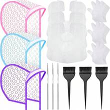 15pcs Highlight Cap Set, Hair Dyeing Cap, Perforated And Hooked Hair Bleaching Cap, Hair Dyeing Kit, Highlights, Hair Dyeing Accessories - Multicolor - View 8