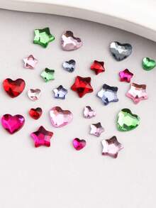 12 Grids Colorful Flat‑Back Nail Rhinestones Multi-Colored Star Heart Mixed Size Japanese Style Nail Charms DIY Manicure Art Decoration Supplies - Multicolor - View 9