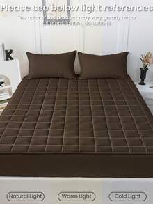 1pc Waterproof Fitted Sheet, Comfortable Mattress Protector, Dark Coffee Brown Mattress Cover, Room Decor, Skin-Friendly And Breathable, Suitable For Single/Double/Queen/King Size Beds, All Season, Machine Washable, Dorm Bedding, Back To School - Dark Brown - View 8