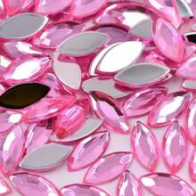 200pcs 0.7 * 1.5 Cm/0.27 * 0.59 Inch Randomly Mixed Color Flat Bottomed Acrylic Horse Eye Shaped Rhinestones, Suitable For DIY Jewelry Making And Wedding Decoration - Color - View 9