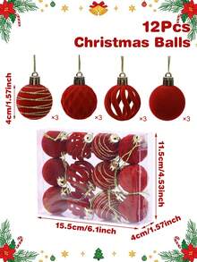 12/15pcs Velvet Christmas Tree Hanging Ornaments, Merry Christmas Decor, Burgundy Christmas Ball Decorations, Christmas Decorations, 4/6/8cm Red Christmas Balls, Christmas Hanging Ornaments, Home Decor, Christmas Decorations, Christmas Party Supplies, Christmas Tree Decorations, Christmas Decor, Christmas Gifts, Indoor/Outdoor Decor - Burgundy - View 6